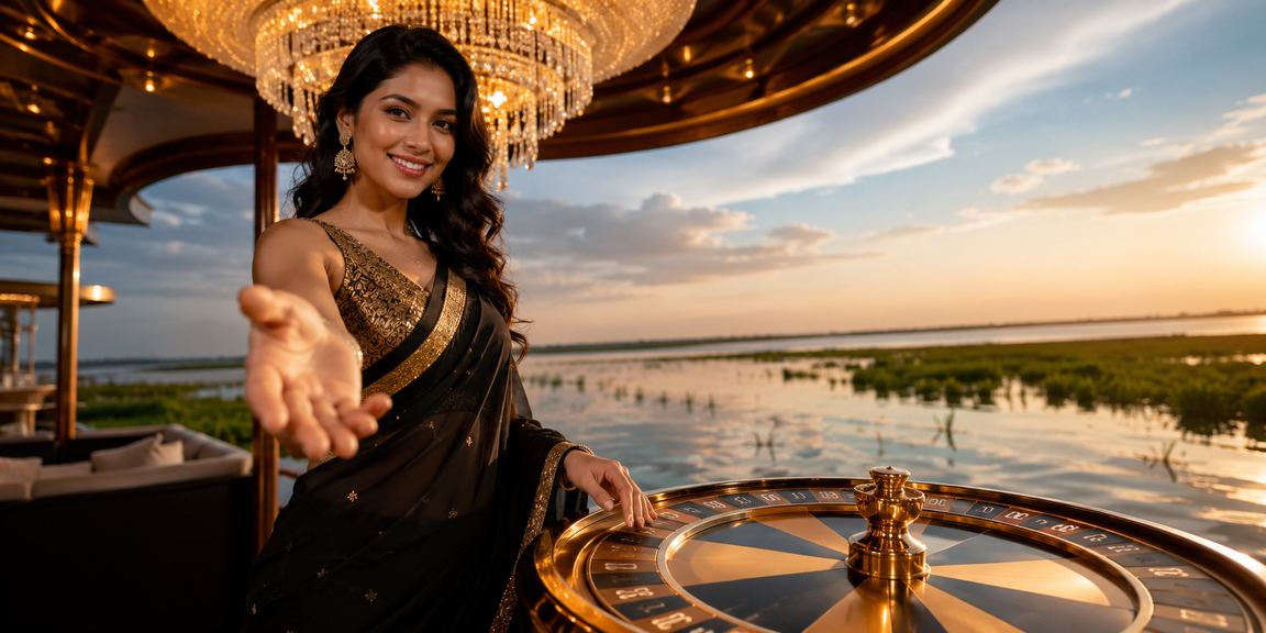 বাংলাদেশের সমুদ্র সৈকতে লাকি ড্র গেম উপভোগ করছেন একজন তরুণী